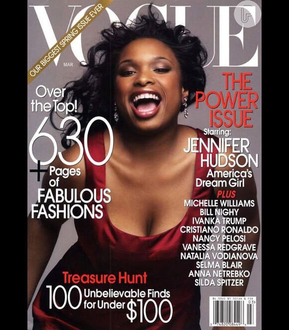 Jennifer Hudson foi a primeira mulher negra a estampar a capa da revista 'Vogue', em março de 2007