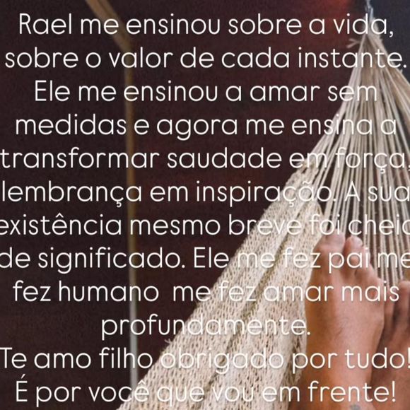 Marido de Tati Machado, o fotógrafo Bruno Monteiro publicou um texto emocionante para o filho, que faleceu na barriga da jornalista, aos 08 meses de gestação.