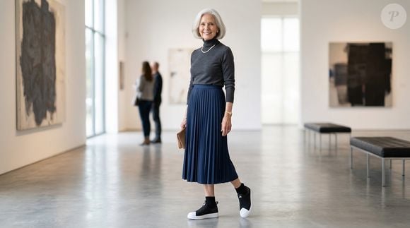 A combinação favorita da minha bisa prova a versatilidade do modelo: o Adidas Slip On Streettalk 'Pantera Negra' aparece tanto com saia midi bem larga quanto com calça jeans de lavagem descolada