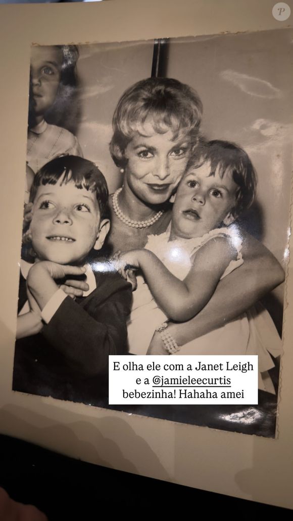 Roberto Justus em foto de criança com Jamie Lee Curtis e Janet Leigh