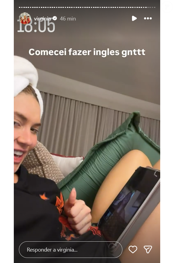 Nesta quarta-feira (4), a rainha de bateria da Grande Rio contou aos seguidores que iniciou aulas de inglês e celebrou a novidade nas redes sociais