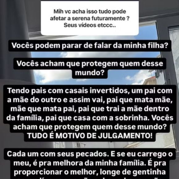MC Mirella recebeu questionamento na web sobre futuro da filha, e rebateu.
