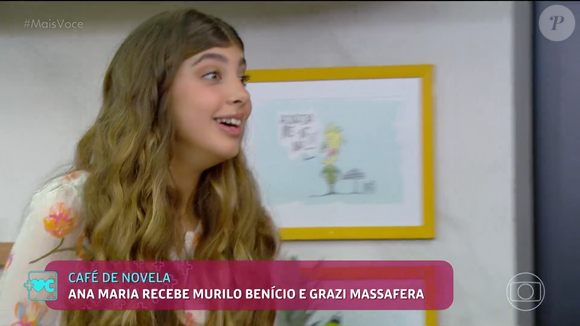 Filha de Grazi Massafera e Cauã Reymond estava tímida, mas aceitou conversar com Ana Maria Braga