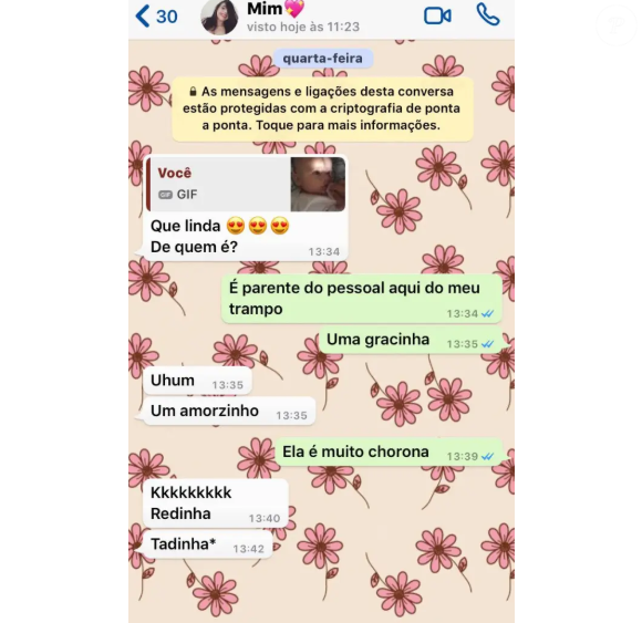 Última mensagem entre as amigas Endy e Yasmin