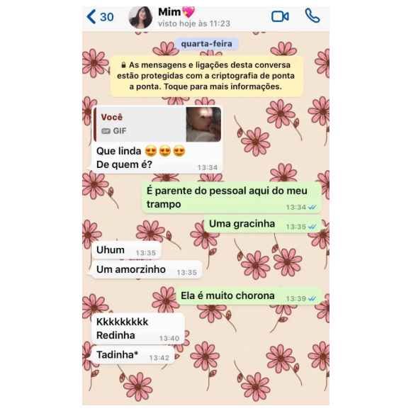 Última mensagem entre as amigas Endy e Yasmin