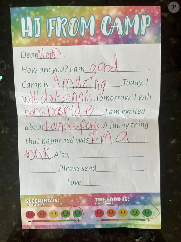 Entre os itens recuperados da cabana, uma carta de Blakely trouxe algum conforto: "Querida mãe, como vai? Estou bem... O acampamento é incrível".