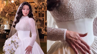 Vestido de noiva com 26 m de seda italiana, buquê de orquídeas e mais: o look de casamento da ex-’BBB’ Laís Caldas em união com Gustavo Marsengo