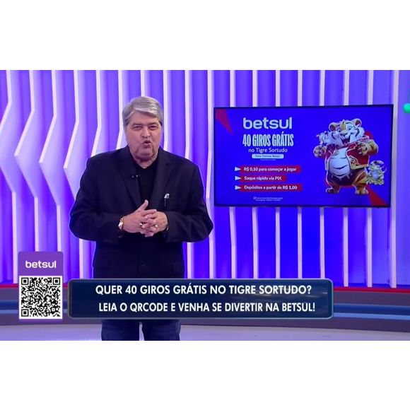 Datena anunciou ‘40 giros grátis no Tigre Sortudo’ na atração - com direito a imagem do ‘tigrinho’ estampado em um telão