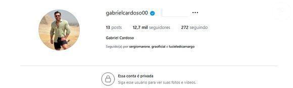 Novo romance de Gracyanne Barbosa, Gabriel Cardoso mantém privada sua conta no Instagram