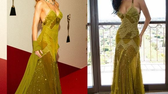 Quem vestiu melhor? Marina Ruy Barbosa repete vestido vintage de R$ 82 mil já usado por Doja Cat em premiação em Dubai