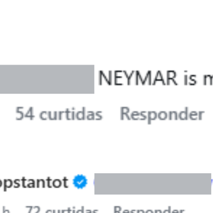 ‘Neymar está casado, garota’, postou o seguidor. A modelo respondeu: ‘Eu também’
