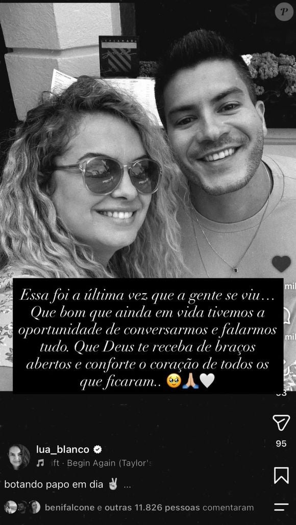 Ex-namorado de Lua Blanco, Arthur Aguiar se despediu da atriz, com quem se relacionou de 2011 a 2012: 'Sem acreditar nessa notícia'
