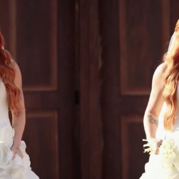 Vestido de Viih Tube em casamento com Eliezer divide opiniões e detalhe viraliza na web: 'Atrapalhou ela a entrar'