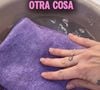 A especialista recomenda encher uma bacia com água morna e uma pequena quantidade de amaciante de roupas, mergulhar um pano e torcê-lo muito bem, de modo que ele fique úmido, mas sem pingar