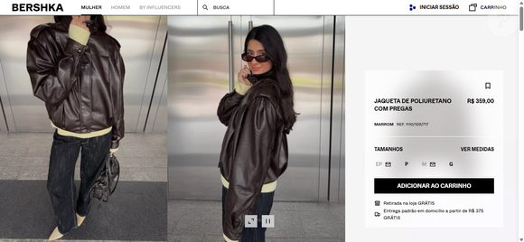 Jaqueta da Bershka de R$ 359 completa o look de Rafaella Justus