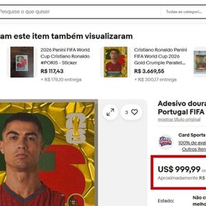 As versões internacionais são ainda mais raras: uma figurinha de Cristiano Ronaldo na versão cromada é vendida por R$ 5 mil no eBay
