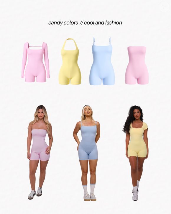 Segundo a Vogue, a estética candy color resgata tons suaves que fizeram sucesso nos anos 2010 e volta com força na moda atual, agora aplicada também aos looks fitness