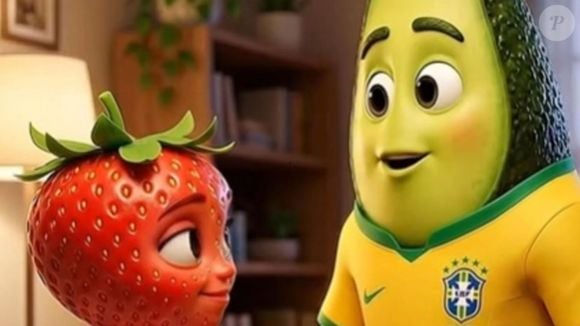 Abacatudo e Moranguete são personagens das novelas das frutas, criada por IA