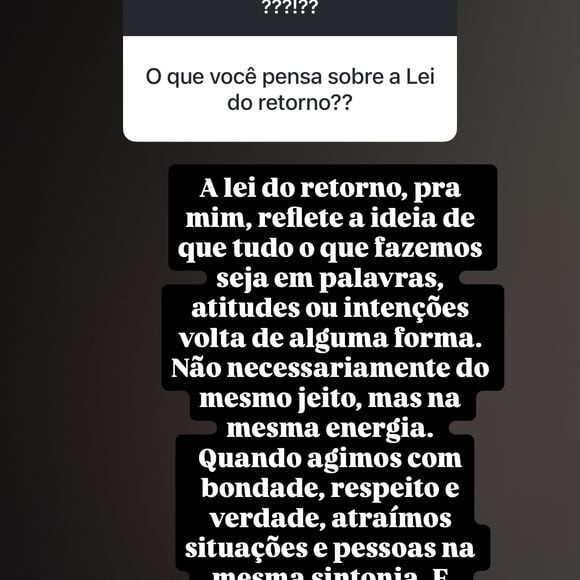 Poliana Rocha: ‘A lei do retorno, para mim, reflete a ideia de que tudo o que fazemos, seja em palavras, atitudes ou intenções, volta de alguma forma’