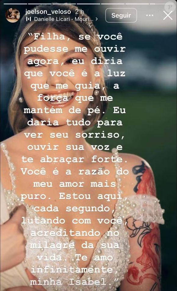 Internada em estado grave, Isabel Veloso recebe mensagens emocionadas da família