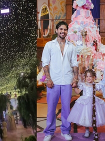 R$ 250 mil em bolo de 1 tonelada, céu com 300 mil luzes e torre da Rapunzel: filha de Virgínia e Zé Felipe, Maria Flor ganha festão de 4 anos com vestido de princesa e lanternas flutuantes; veja 35 fotos!