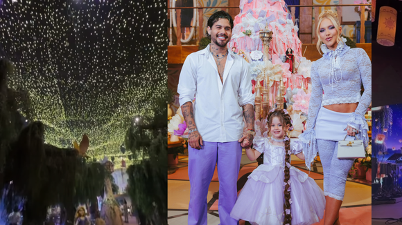 R$ 250 mil em bolo de 1 tonelada, céu com 300 mil luzes e torre da Rapunzel: filha de Virgínia e Zé Felipe, Maria Flor ganha festão de 4 anos com vestido de princesa e lanternas flutuantes; veja 35 fotos!