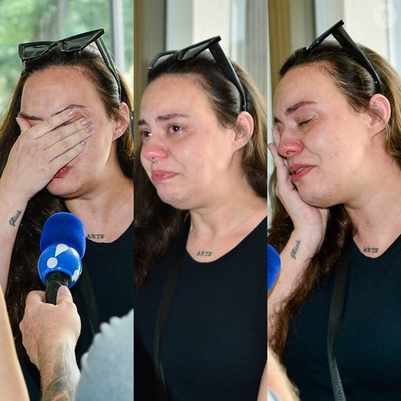 Grávida, filha de Gerson Brenner chora no velório do pai após 21h de viagem de ônibus: 'Dizem que é só um corpo, mas é muito mais do que isso'