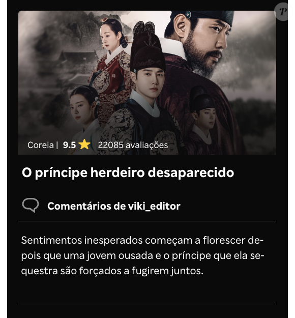 9º. 'O Príncipe Herdeiro Desaparecido': também conquistou a média 9.5 por um total de 22.085 avaliações