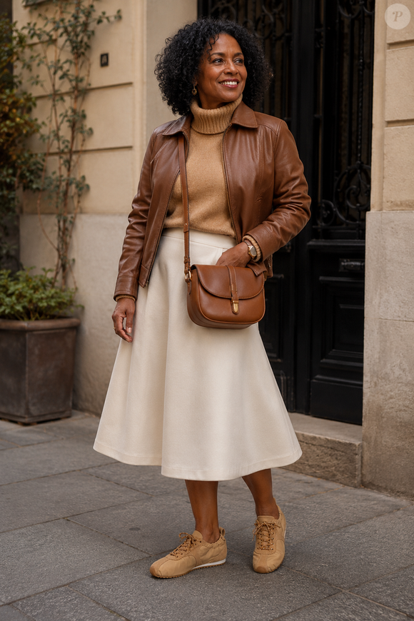 O minimalismo segue em alta e ganha um toque francês com o Stella Lite da Larroudé. Feito à mão no Brasil, o modelo em nylon e camurça aposta em conforto, versatilidade e uma cor sofisticada que combina perfeitamente com produções elegantes para mulheres acima dos 50 anos