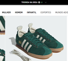 Adidas Samba verde-colegial é forrado com couro macio, traz biqueira reforçada e fecho de cadarço, além, claro, das famosas três listras serrilhadas