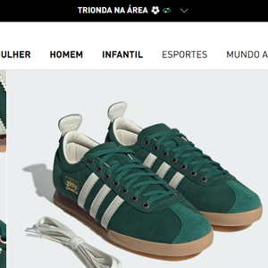 Adidas Samba verde-colegial é forrado com couro macio, traz biqueira reforçada e fecho de cadarço, além, claro, das famosas três listras serrilhadas