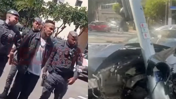 Vídeo: Gato Preto é preso horas após grave acidente de carro em SP; namorado de Bia foi levado algemado por policiais