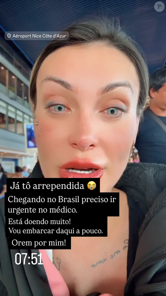 Andressa Urach: ‘Meus olhos estão doendo bastante. Vou ter que ir no médico, porque está doendo muito’