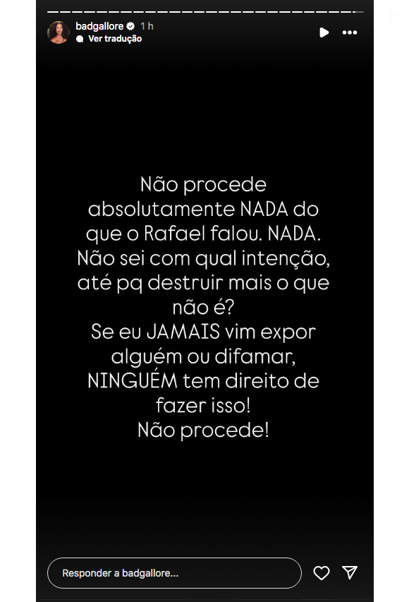 Porém, Lorena desmentiu as acusações em seus stories e disse que não irá expor MC Daniel publicamente