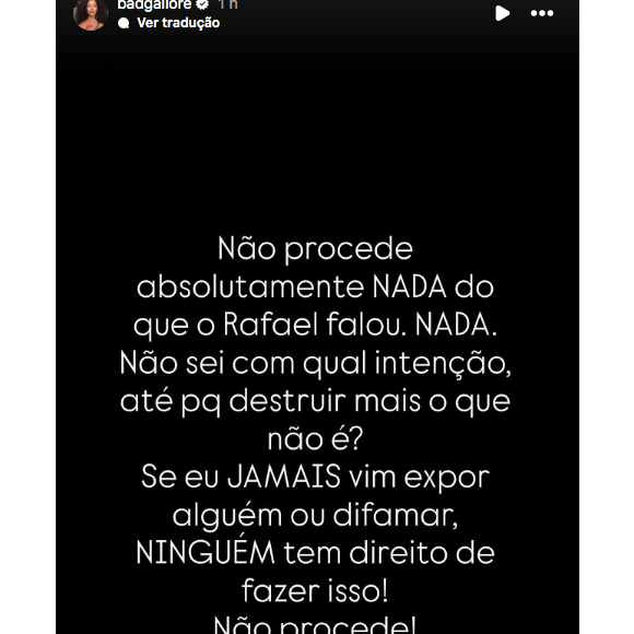 Porém, Lorena desmentiu as acusações em seus stories e disse que não irá expor MC Daniel publicamente