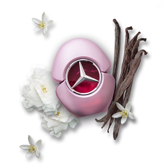 Mercedes-Benz Woman (Mercedes-Benz) - 60ml | R$ 277,89 - um floral oriental luxuoso com gardênia brasileira, cassis e pera na saída. O coração floral intenso encontra uma base sofisticada de sândalo, baunilha, almíscar e madeira de caxemira