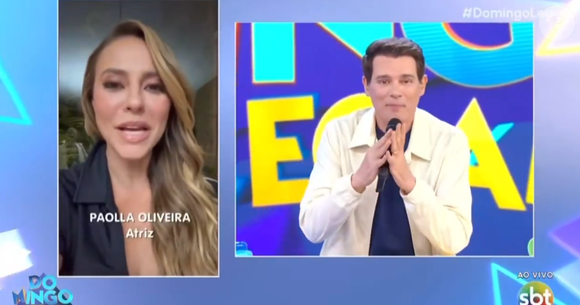 No programa do SBT, Paolla Oliveira manda recado especial para Celso Portiolli.