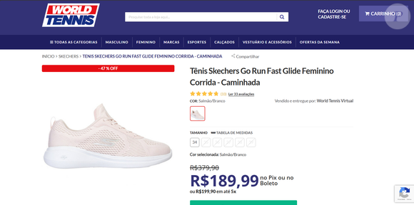 Atualmente, o Skechers Go Run Fast Glide pode ser encontrado na loja World Tennis e, até o fechamento desta matéria, custa R$ 189,99 no Pix ou no boleto, ou R$ 199,90 em até 5 vezes