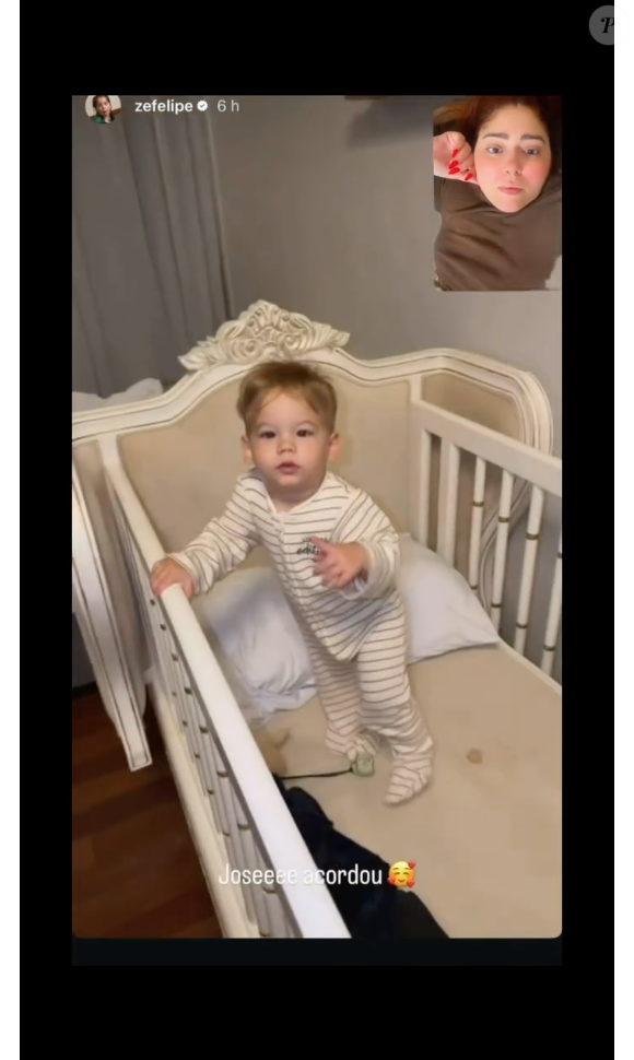 Jessi recuperou um vídeo postado nos stories de Zé Felipe onde ele mostra o filho José Leonardo acordando
