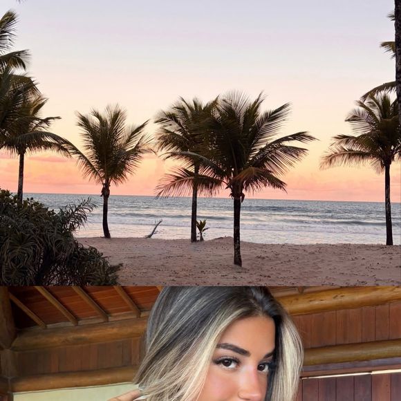 Pietra, por sua vez, publicou registros da praia e deu 'close' nas redes sociais