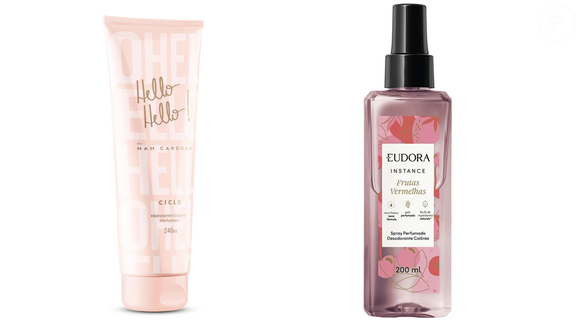 Hidratante: Nah Hello! Hello! (Ciclo Cosméticos) 240ml | R$45,99 + Body splash: Instance Frutas Vermelhas (Eudora) 200ml | R$72,90 = jovem e viciante: doce frutado moderno