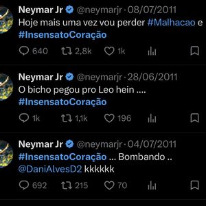 Antigos tweets de Neymar voltam à tona e revelam qual era a novela favorita do jogador durante a exibição de 'Insensato Coração'