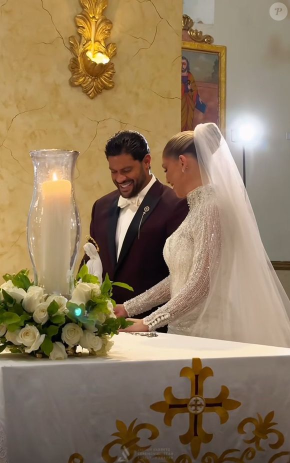 Hulk e Camila Ângelo tiveram segunda festa de casamento em 7 de janeiro de 2025 - na foto, casal na primeira cerimônia no dia 3 do mesmo mês e ano