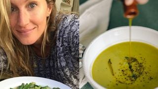 Essa sopa fácil de ervilha com batata-doce, feita rapidinho no liquidificador, virou minha melhor amiga neste frio: aprendi com Gisele Bündchen e estou viciado