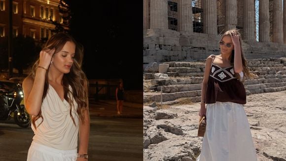 Decote drapeado, all white e transparência: em viagem à Grécia com Ticiane Pinheiro, Rafa Justus reúne tendências e prova que elegância não tem idade