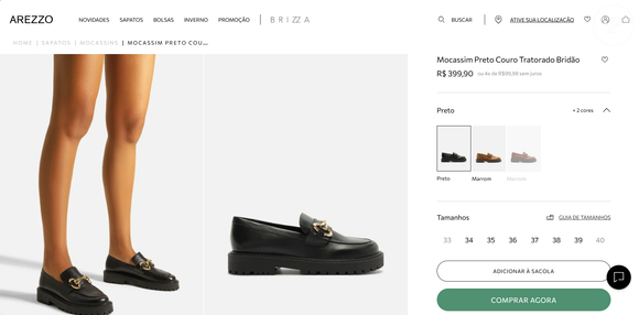 Disponível por R$ 399,90 no Brasil, o mocassim de couro da Arezzo entra na categoria do “luxo silencioso” e se firma como item-chave do guarda-roupa em 2026