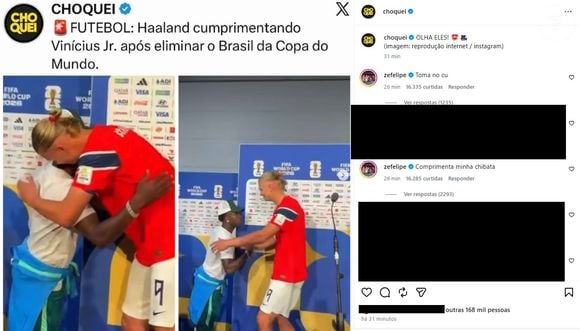Zé Felipe também se mostrou revoltado com Vini Jr. que após a partida foi cumprimentar Haaland