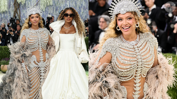 Poderosa aos 44! Beyoncé exibe 'corpão' no Met Gala 2026 após 10 anos com look ‘esqueleto’ cravejado e capa gigante; filha da cantora estreia ao seu lado
