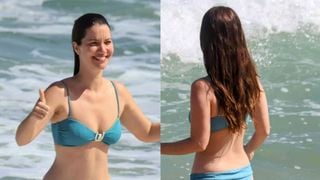 Nathalia Dill, no ar em 'Quem Ama Cuida', curte praia com marido e filha e corpo real da atriz rouba a cena. Veja fotos!