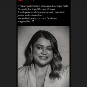 Amiga íntima de Preta Gil, Ju de Paulla contou sobre a famosa e o Flamengo: 'Nas nossas últimas semanas o maior prazer dela era assistir a Copa do Mundo dos Clubes!', revelou.